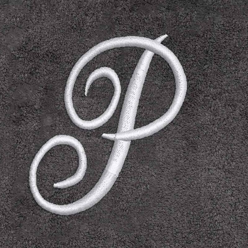Avanti Granite with Silver Script Monogram Bath Towel Letter P - Bath Towel
