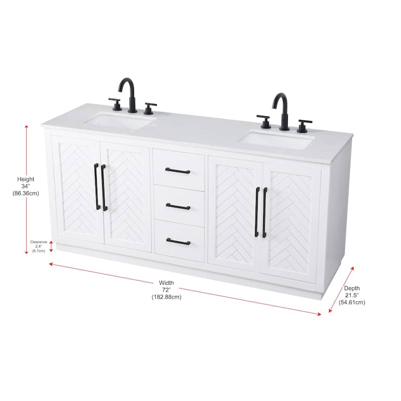Elegant Lighting VF29072D Chase 72" Free Standing Double Basin Vanity