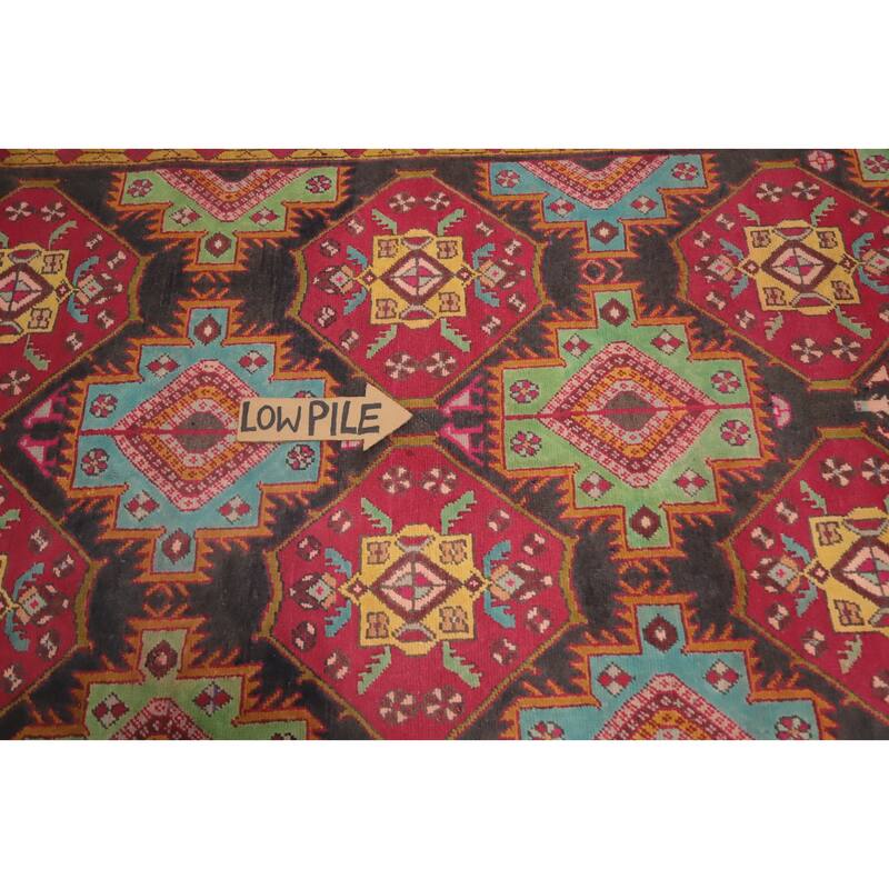 Hand Knotted Oriental 100% Wool Carpet Traditional Geometric Red Ardebil Runner Rug - 9' 4'' X 4' 5''
