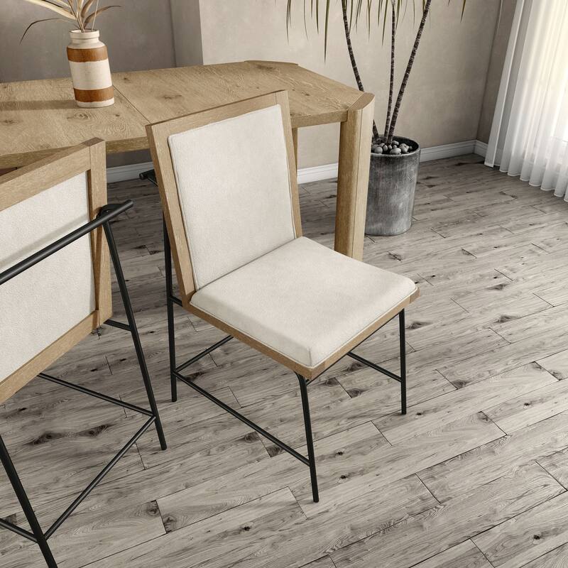 Furniture of America Elira Modern Oak Padded Fabric Dining Chairs (Set of 2)