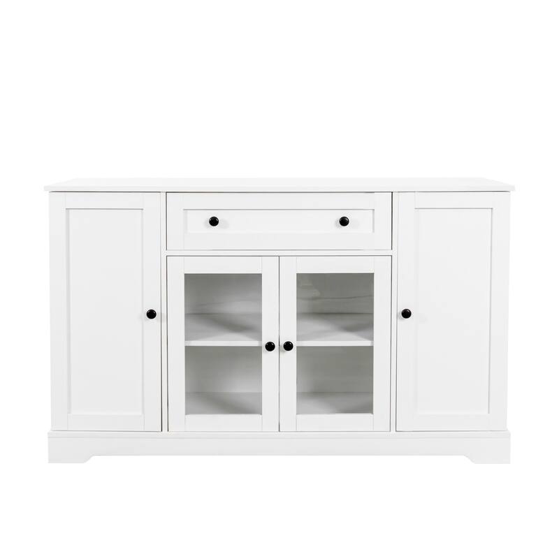 Wooden Buffet Cabinet with Doors, Coffee Bar Cabinet with Drawers, Kitchen Pantry Cabinet with Adjustable Shelves