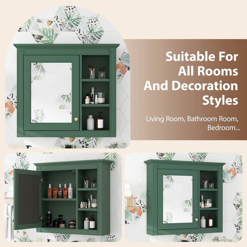 30'' x 28'' Medicine Cabinet, Wall Mounted Bathroom Storage Cabinet, Modern Bathroom Wall Cabinet with Mirror,Medicine Cabinet