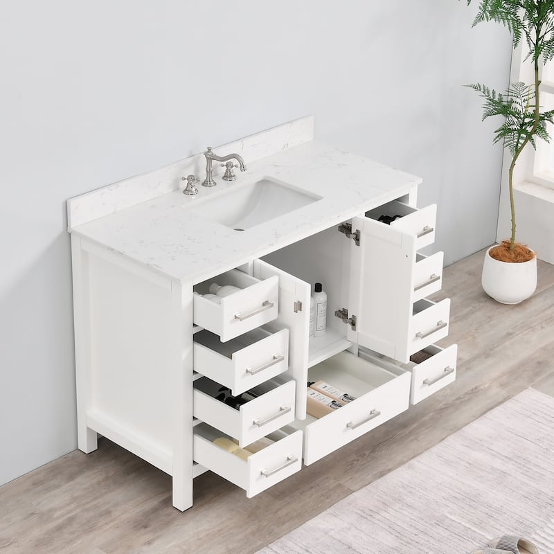 PROOX 48 inch Freestanding Bath Vanity Engineered Countertop and Ceramic Sink