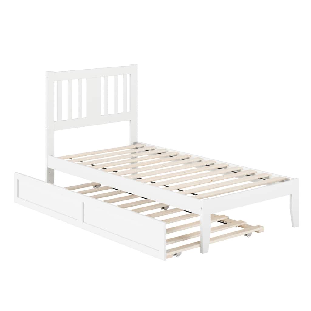 Tahoe Twin Platform Bed with Twin Trundle in White
