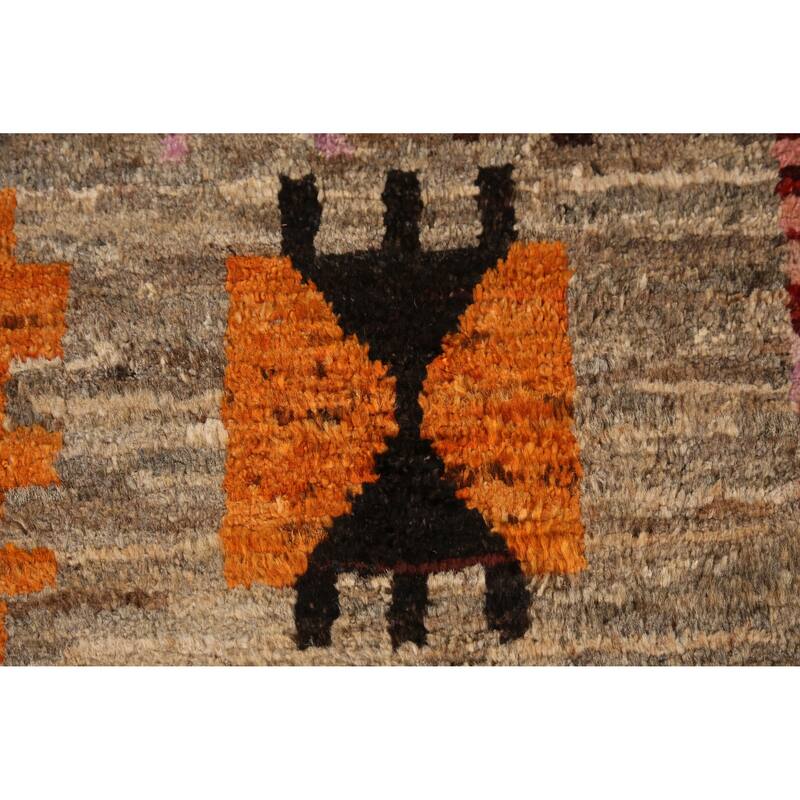 Geometric Moroccan Oriental Area Rug Handmade Brown Wool Carpet - 5'9" x 7'7"