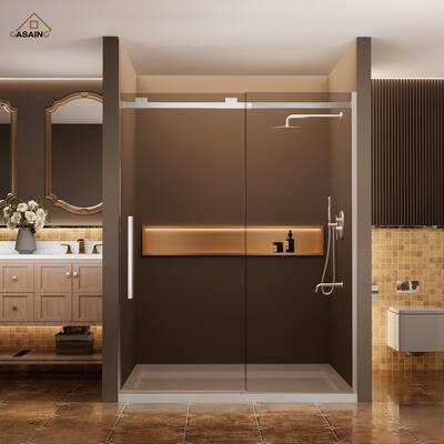 CASAINC 60 in. W x 76 in. H Sliding Frameless Shower Door with SGCC Certification