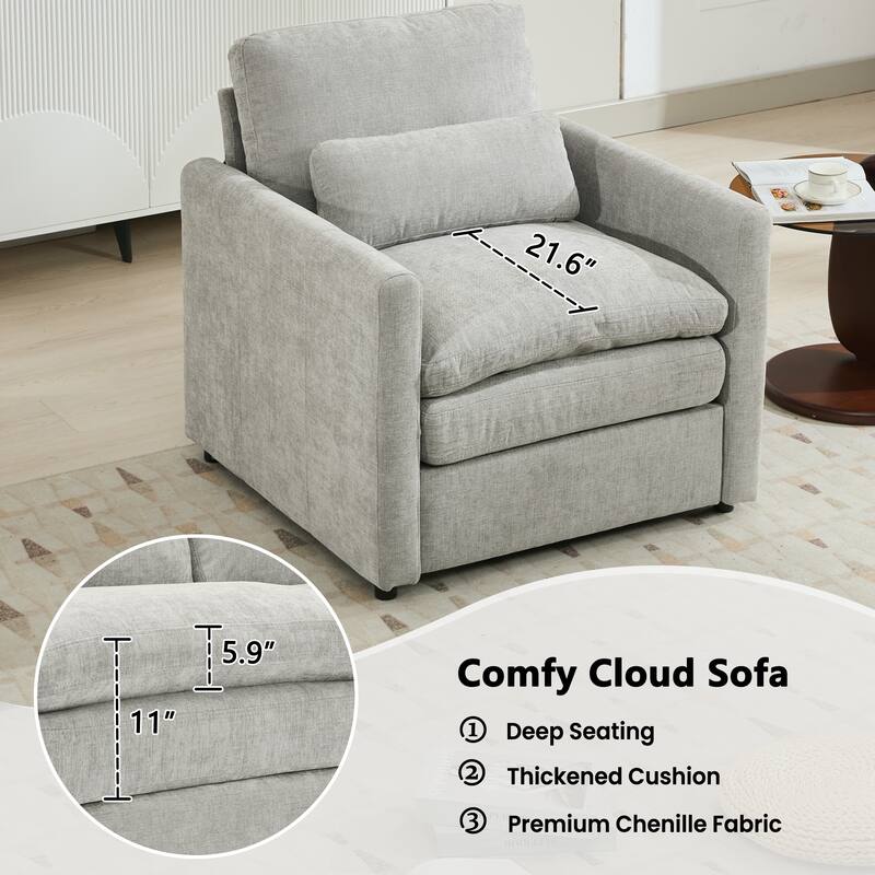 Living Room Cloud Plush Upholstered Sofa with Double Cushion