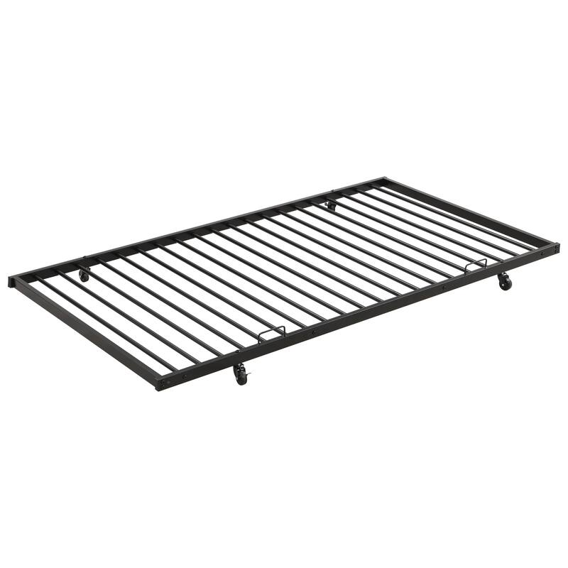 Space-Saving Full Over Full Metal Bunk Bed with Trundle, Sturdy Steel Frame, Easy Assembly, No Box Spring Required