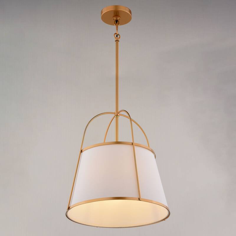 Marion 1-Light Mid-Century Modern Cone Pendant with White Fabric Shade, Adj Ht Ceiling Chandelier Dining Room Fixture