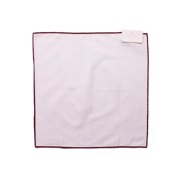 Brunello Cucinelli Mens Solid White Cotton Pocket Square One Size~Retail$225