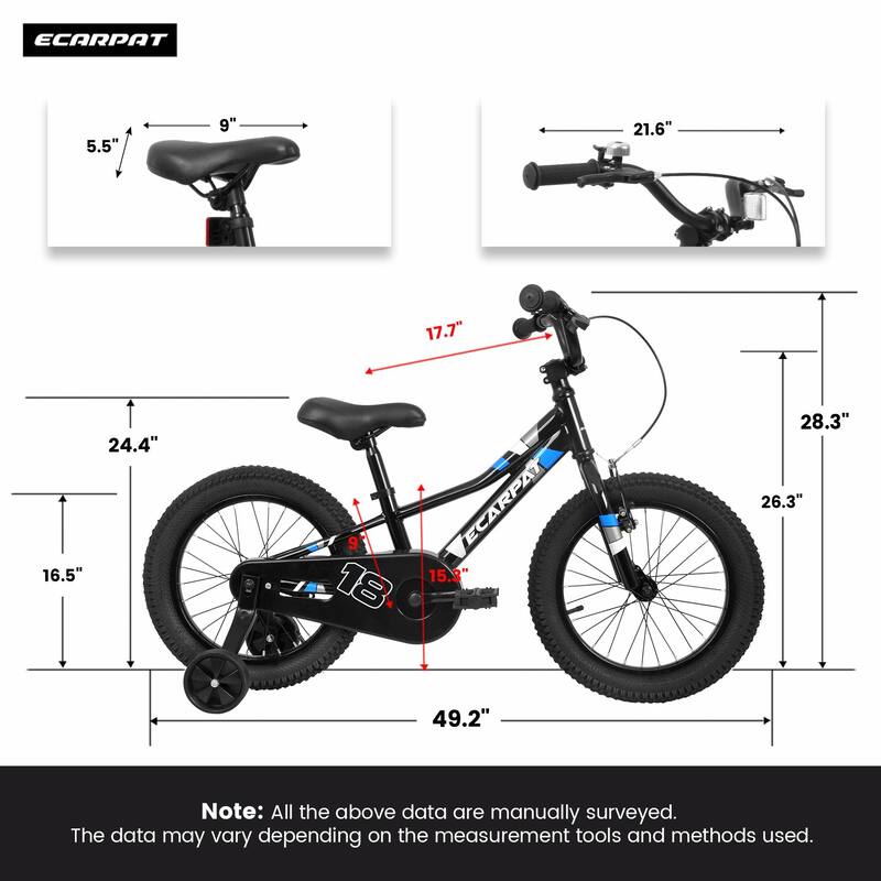 Kids' 18-Inch Bike - 1-Speed, For 3-5 Years, Removable Training Wheels, Baby Toys