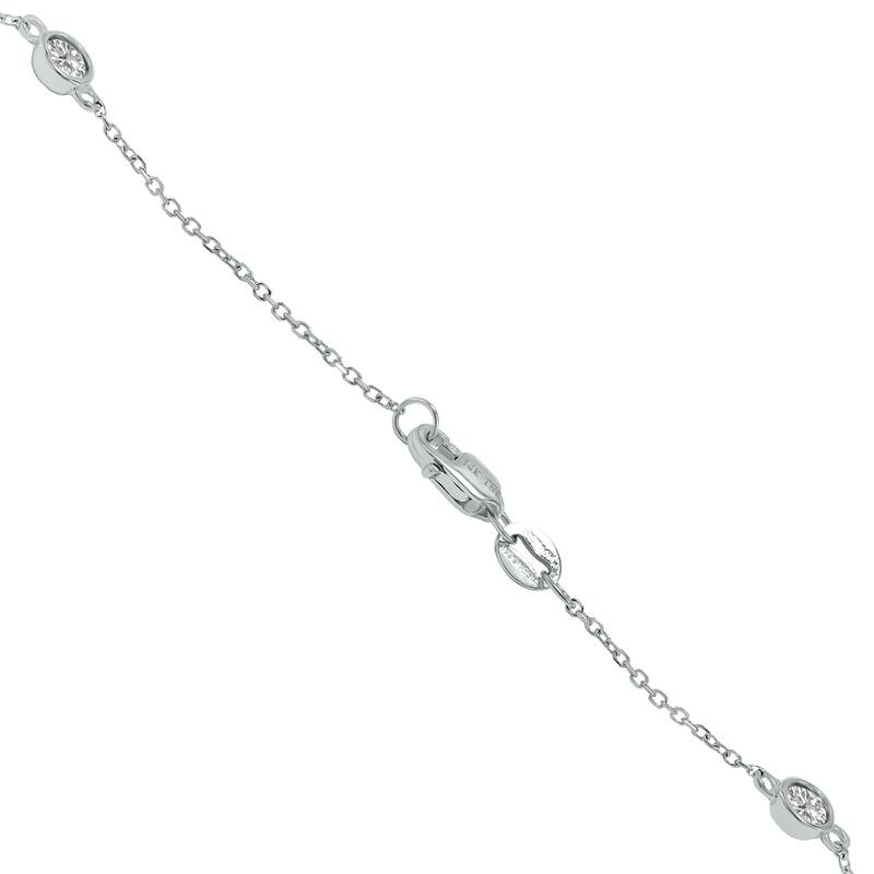 Marquee 1 Carat TW Bezel Set Lab Grown Diamond Station Necklace in 14K White Gold