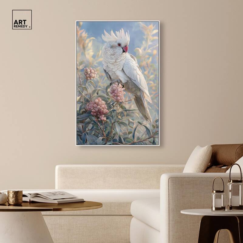 Cockatoo and Blossoms Canvas by Art Remedy
