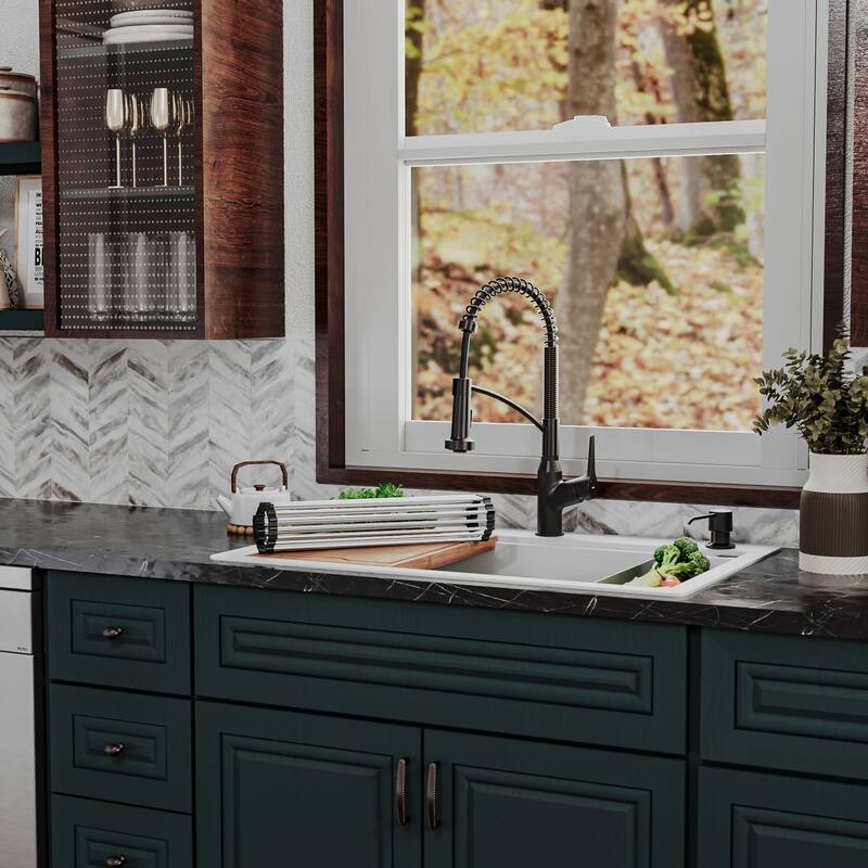 Karran USA QTWS-880 33" Drop In Double Basin Quartz Composite Kitchen