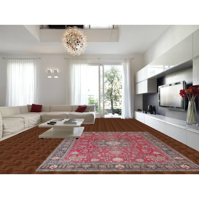 Fuchsia Pink Tabriz Persian Vintage Area Rug Handmade Wool Carpet - 9'6"x 12'8"