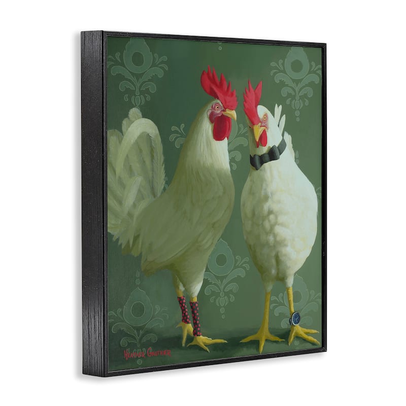 Stupell Stylish Roosters Pair Framed Giclee Art Design By Heather Gauthier