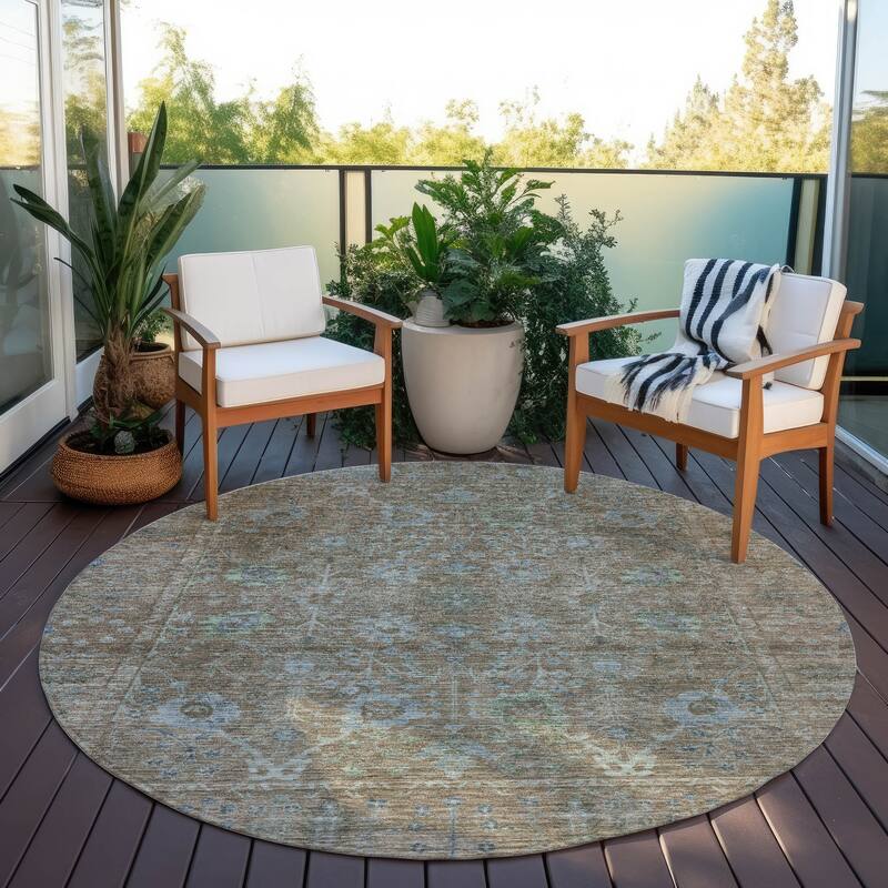 Machine Washable Indoor/ Outdoor Vintage Traditional Chantille Rug
