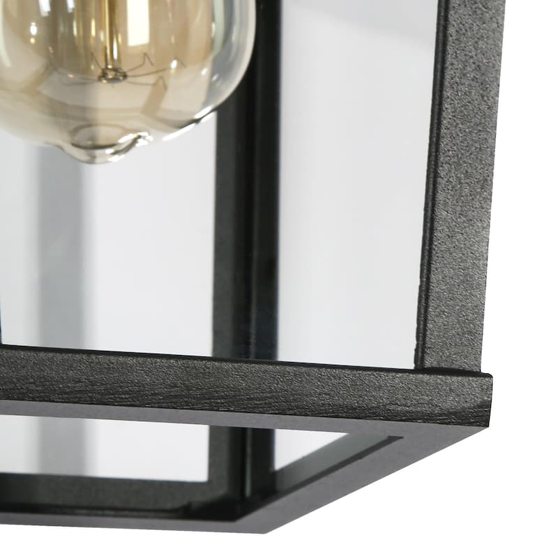 Modern Farmhouse Dusk to Dawn Outdoor Wall Sconce Black Lantern - L6.5" x W7.7" x H12"