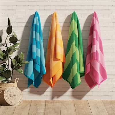 Linery & Co. Oversized Cotton Cabana Beach Towel, 4 Pack - 35" x 70"