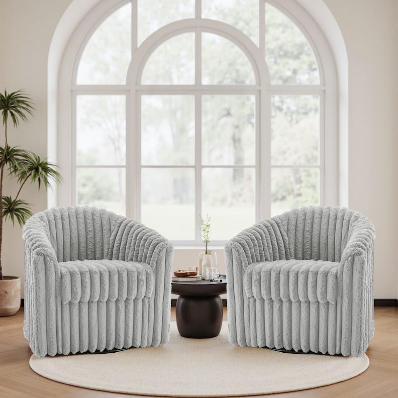 Modern Cotton Flannel Swivel Accent Chair Plush Barral Chair