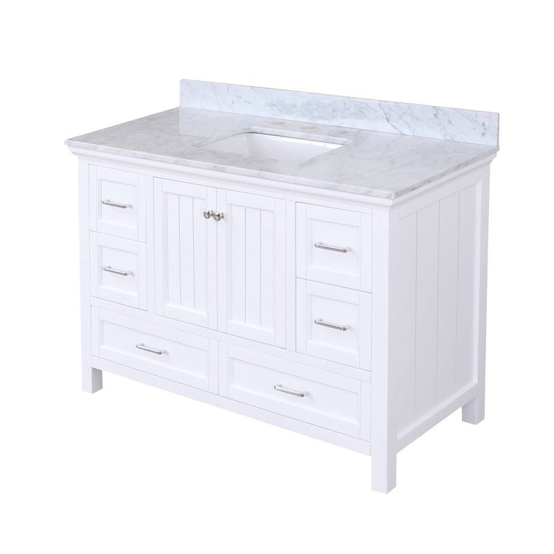 KitchenBathCollection Paige 48" Bathroom Vanity with Carrara Marble Top