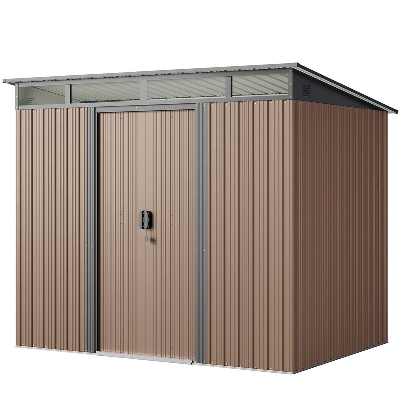 QQ 4' x 8' Metal Outdoor Storage Shed - Overstock - 40460566