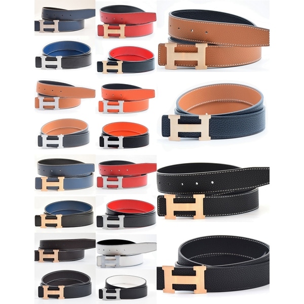 Unisex H-design Reversible Belt with Removable Buckle