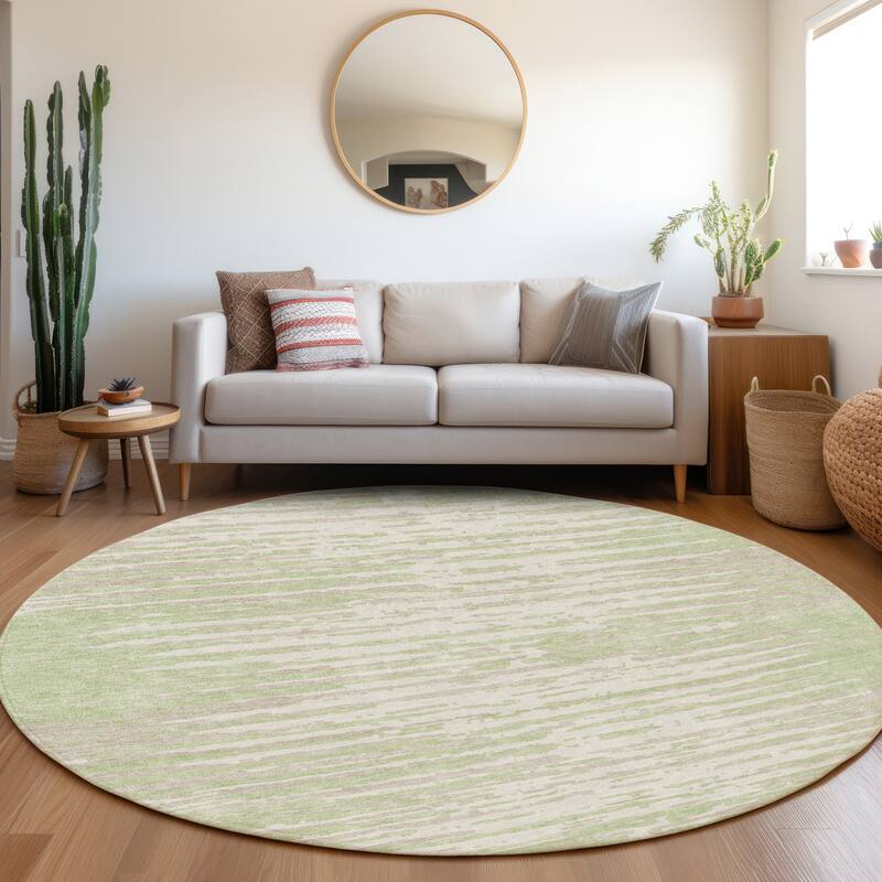 Premium Washable Super Soft Modern Scratches Mayfield Rug - Aloe - 8' x 8'
