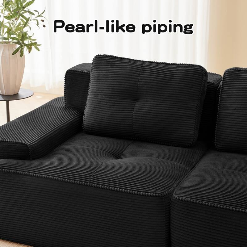 117.3" Minimalist Corduroy Modular Sectional Sofa with Ottomans for Living Room
