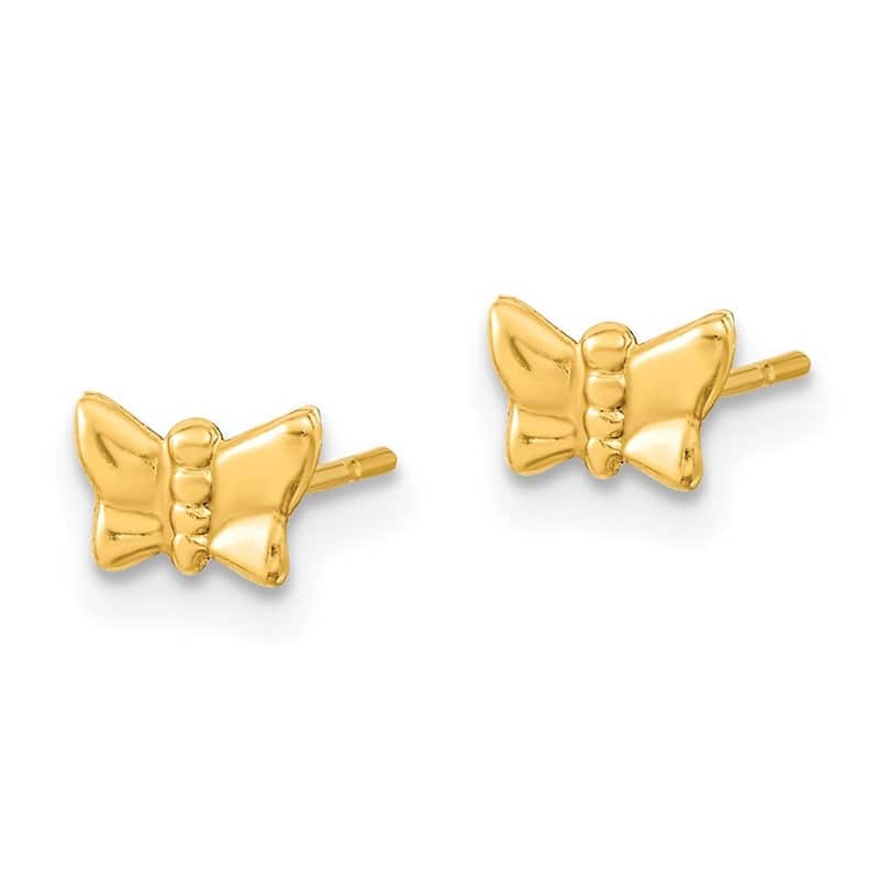 Curata 14k Yellow Gold 8.5x7mm Butterfly Freshwater Cultured Pearl and Hoop 3 Pair Earrings
