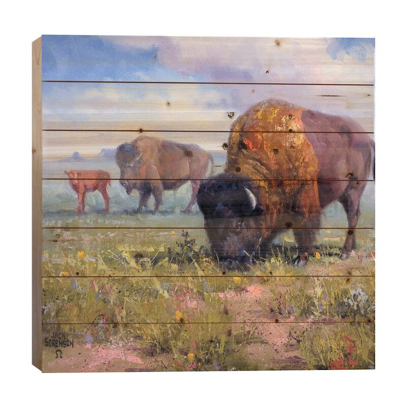 Family Outing Print On Wood by Jack Sorenson - Multi-Color - 26x26x1.5