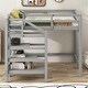 preview thumbnail 3 of 14, Modern Design Wood Loft Bed with Maximized space, Sturdy Frame, Staircase and Hanger for Clothes, Grey