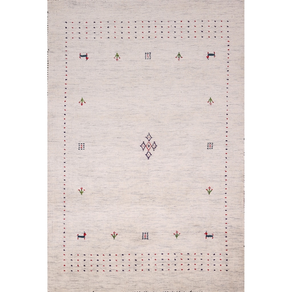 Tribal Animals Gabbeh Oriental Area Rug Hand-Knotted Wool Carpet - 3'11"x 5'10"