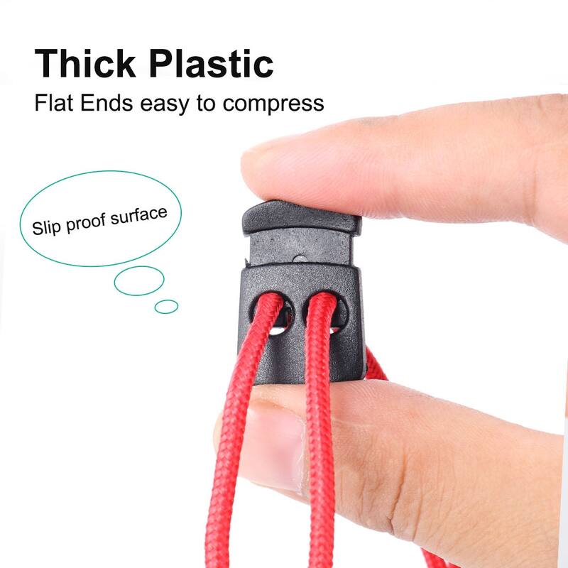 6pcs Plastic Cord Locks Stoppers End Spring Fastener Organizers Black