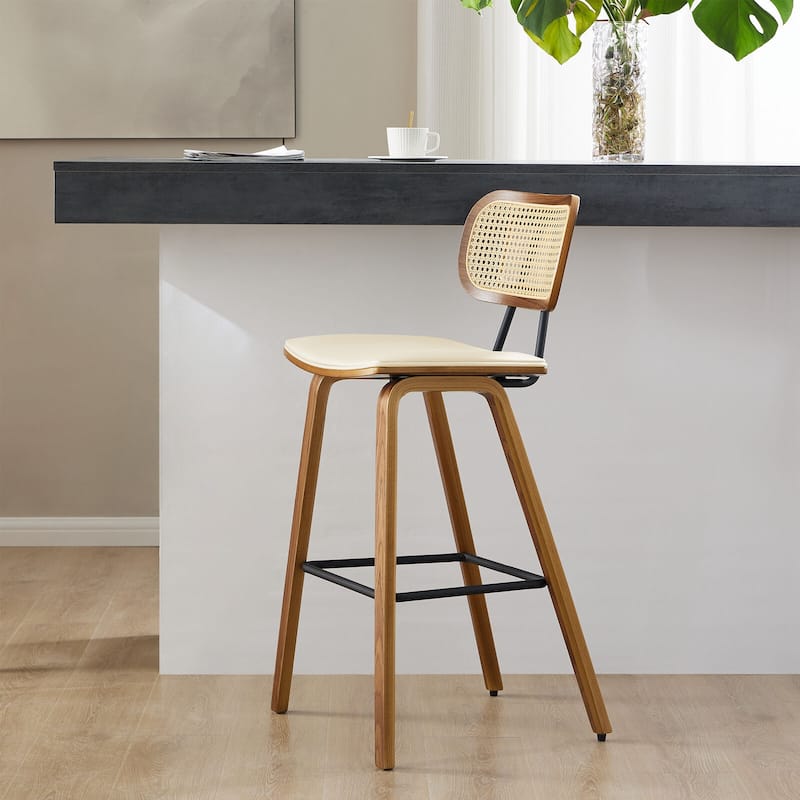 26" Upholstered Wood Counter Height Bar Stools - 17.7"W x 19.5"D x 35.1"H