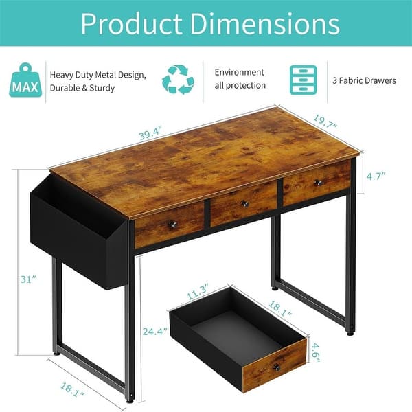 40 Inch Desk with Drawers - Bed Bath & Beyond - 39975197
