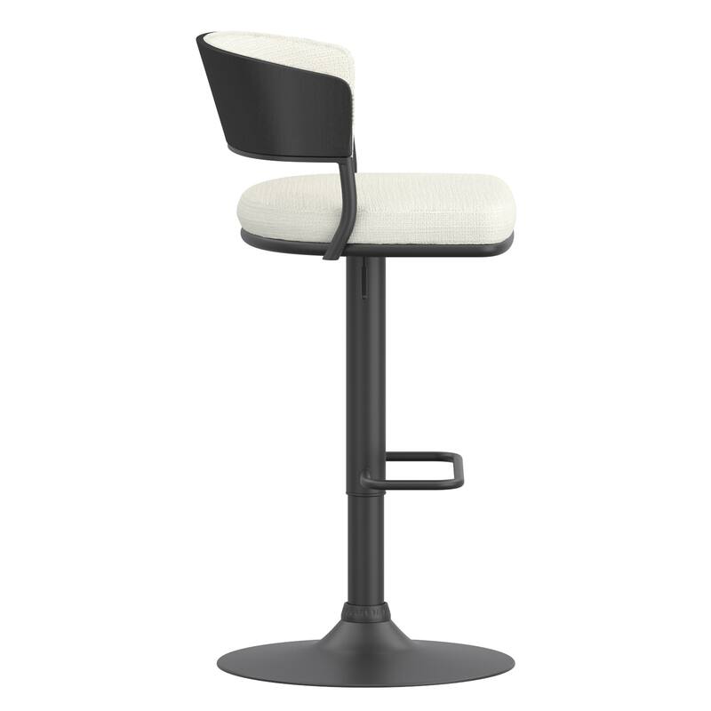 Modern Performance Fabric & Bentwood & Metal Adjustable Air-Lift Stool, Set of 4