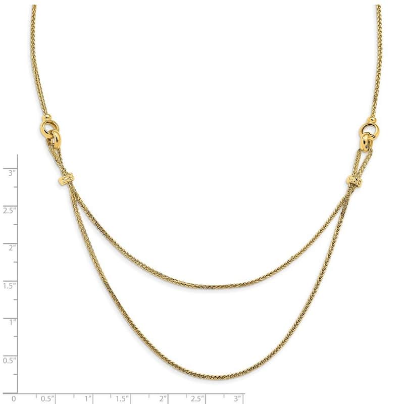 Curata 14k Yellow Gold Diamond-cut Bead Double Strand Necklace, 17"