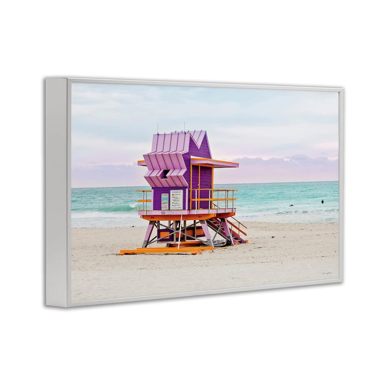 Stupell Purple Lifeguard Building Framed Giclee Art Design By Seven Trees Design