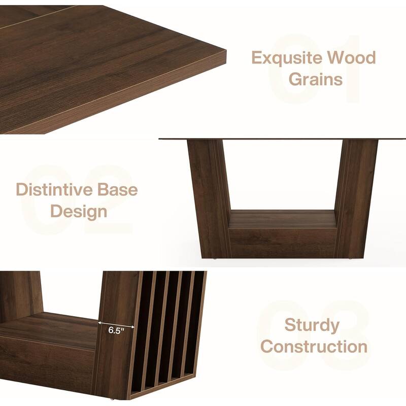 63-Inch Farmhouse Rectangular Dining Table 4-6 with Heavy-Duty Base - 62.99"L x 31.49"W x 29.52"H