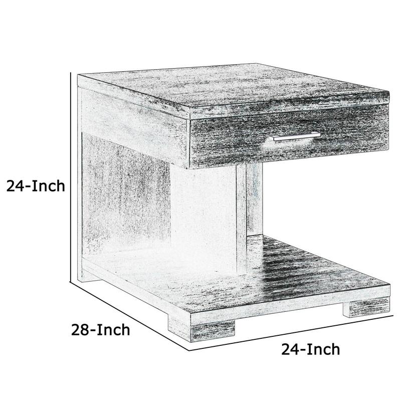 24 in. Brown Rectangle Wood End Table with Storage Drawer for Convenience
