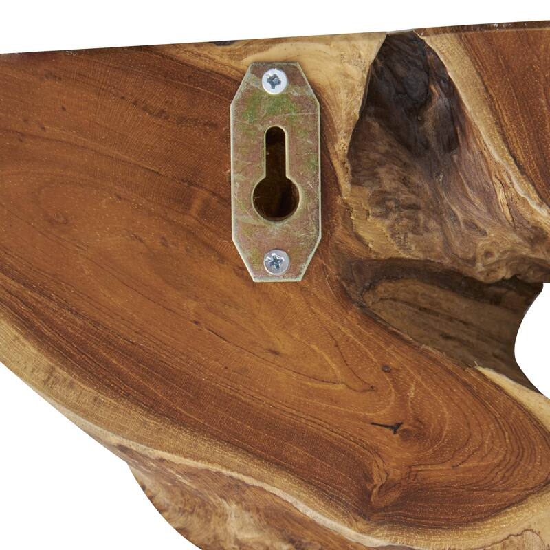 Teak Wood Abstract Handmade Live Edge Wood Slab Wall Decor - Set of 6 Brown - Roche River Decor