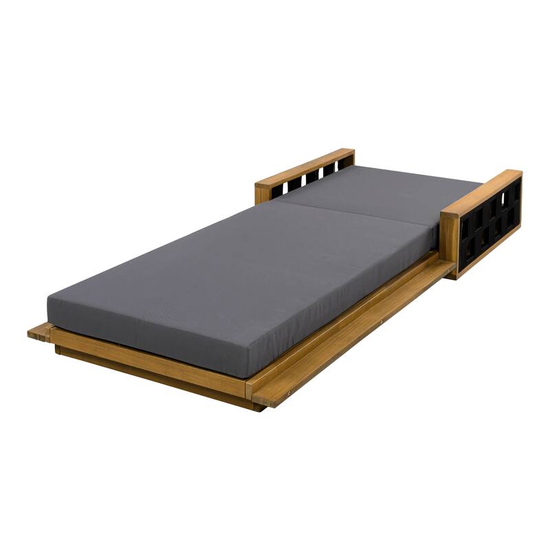 Christopher Knight Home - Modern Outdoor Solid Acacia Wood Lounge Chair with Adjustable Recline and Rope Accents - 78.94"L