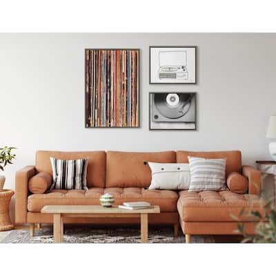 Kate and Laurel Sylvie Record Player Framed Canvas by Various Artists
