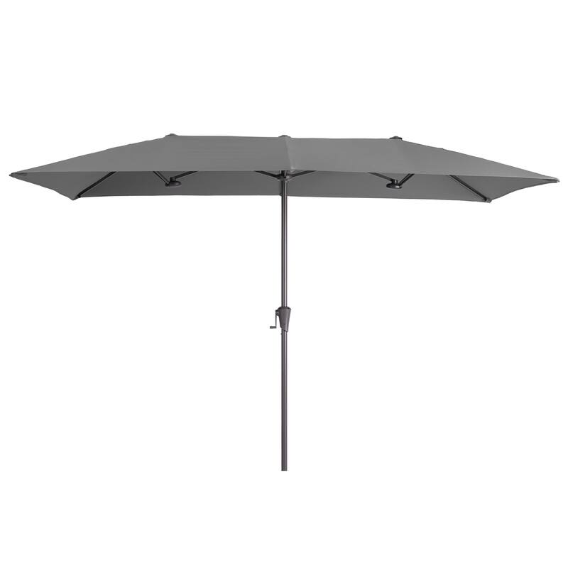 LIVOOSUN 11x7/10x6.5Ft Large Double-Sided Rectangular Outdoor Patio Market Umbrella with Crank, Gray