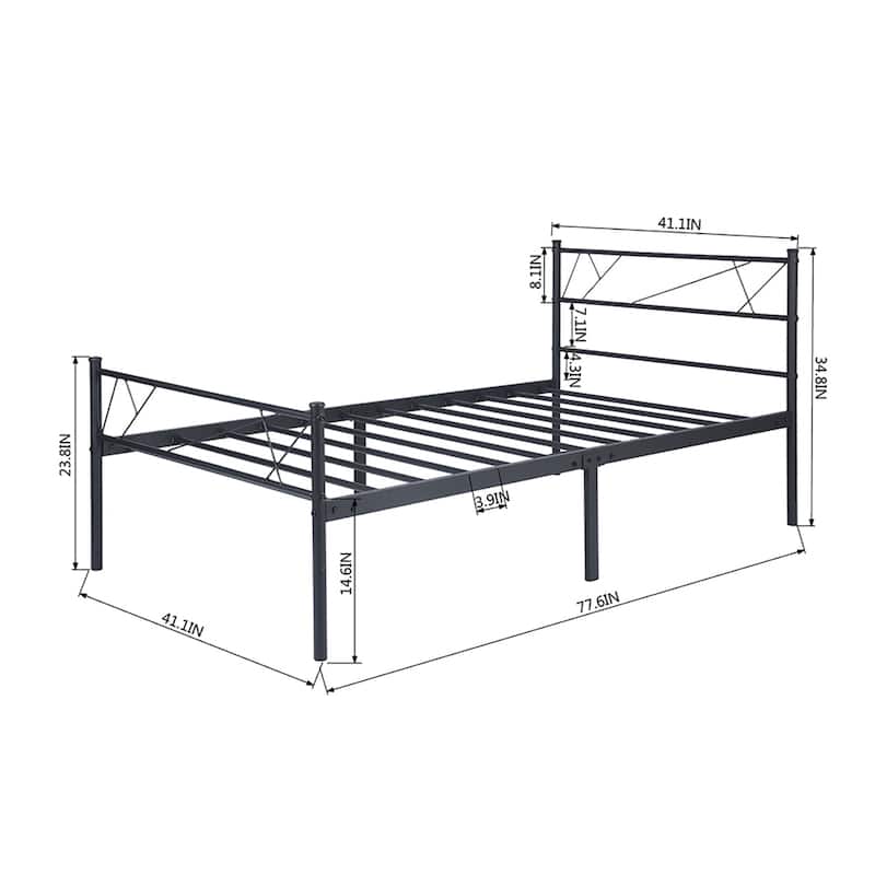 single metal bed frame in black color