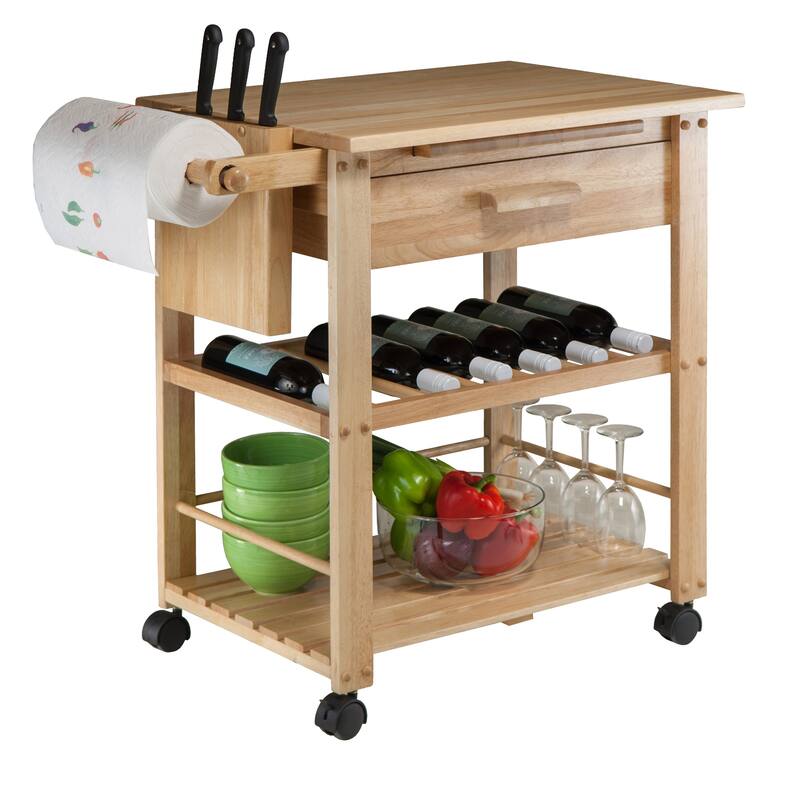 Finland Utility Kitchen Cart, Natural - 34.29 x 20.47 x 31.57 inches