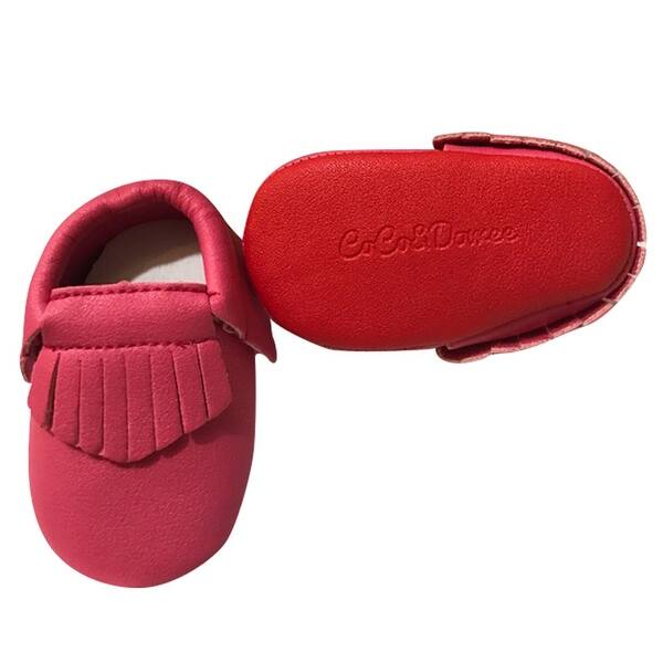 Shop Baby Girls Hot Pink Red Soft Sole Faux Leather Tassel