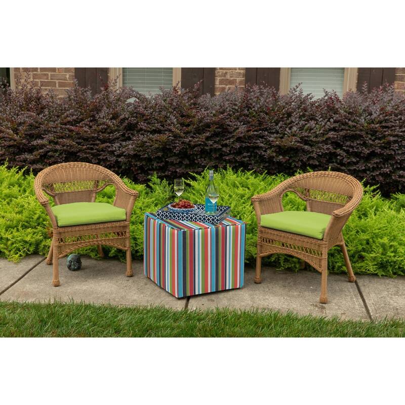 Sunbrella Solid Fabric 1-Piece Indoor/Outdoor Wicker Seat Pad Cushion, 19.5"W x 19.5"L