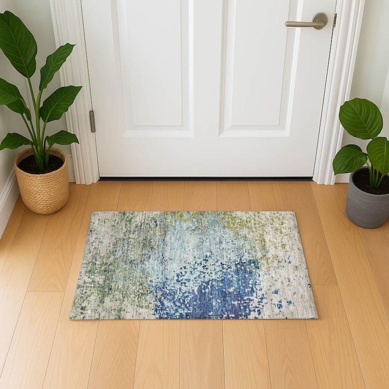 Premium Washable Super Soft Abstract Solid Mayfield Rug - Blue - 1'8" x 2'6"